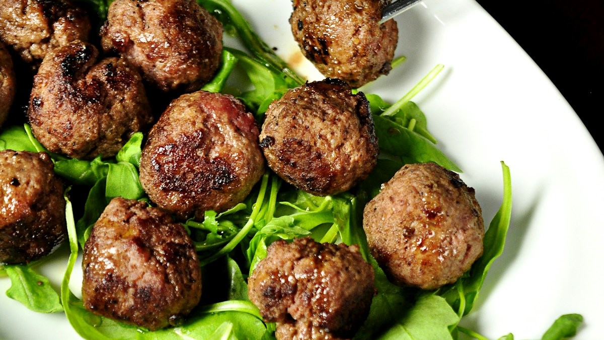 Mediterranean Grass-Fed Beef Meatballs in Slow-Simmered San Marzano Pomodoro